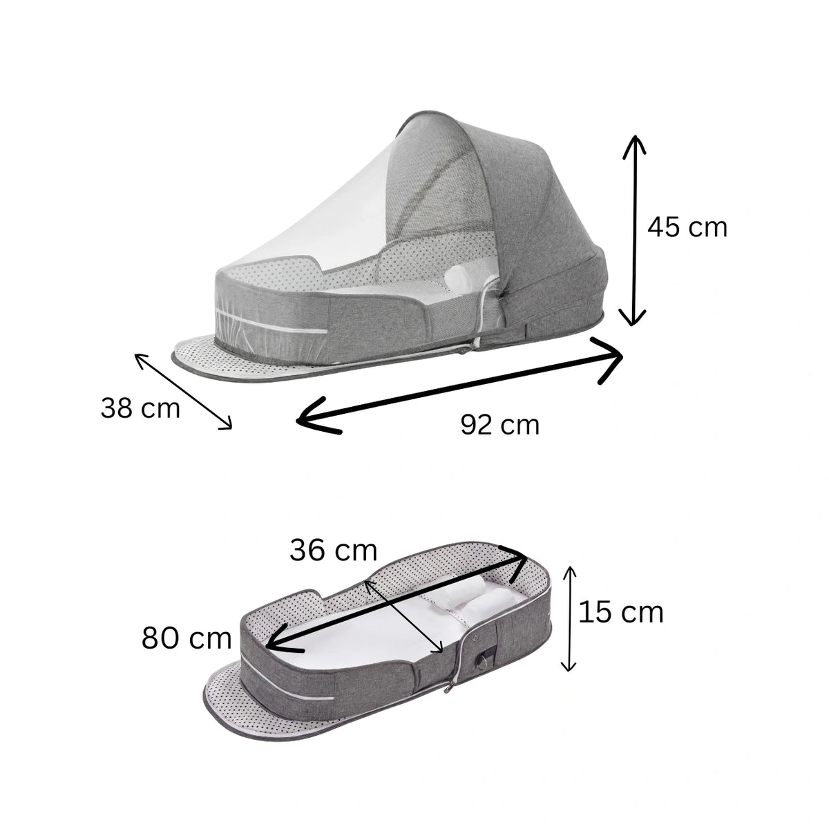 Baby Nest Travel Cot – Foldable with Sun Canopy 0-12 Months