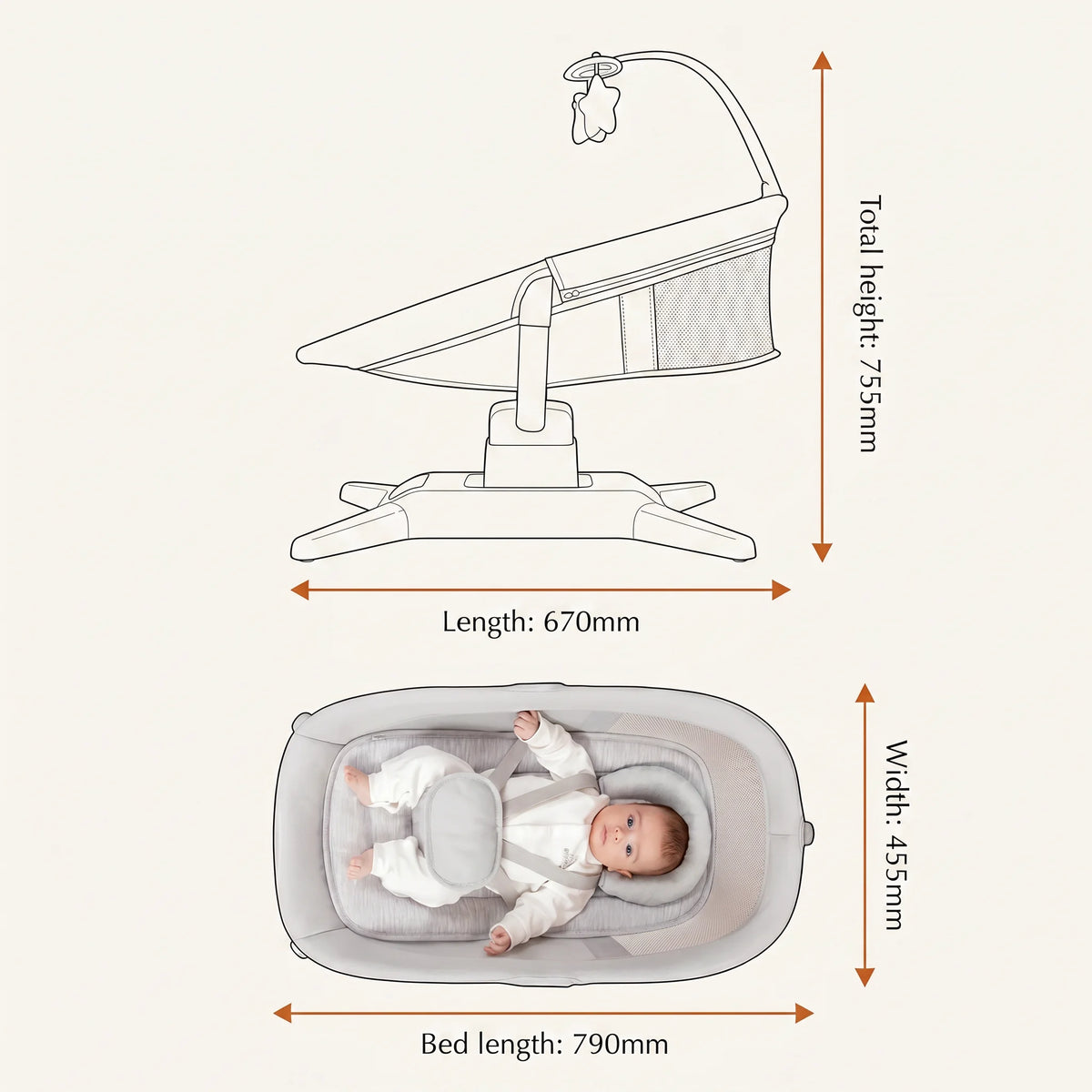 Amari - Premium Baby Bouncer 360° - Automatic Rocking